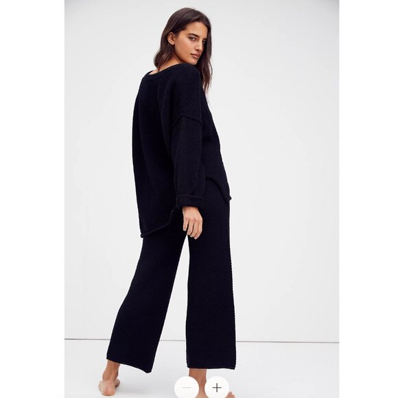 Free People - Hailee Sweater Set Top & Pants - Size XS - Black - Picture 3 of 11